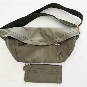 Canvelle Oversized Fanny Pack and Slim Wallet Set Olive